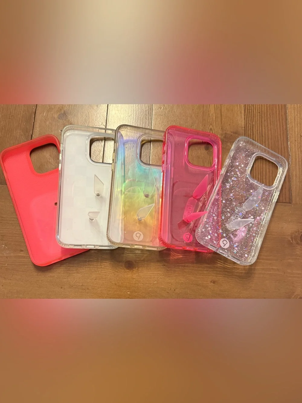 Loopy Dopamine iPhone 15 Max Pro Phone Case Bundle Righty Pink Iridescent Glitte